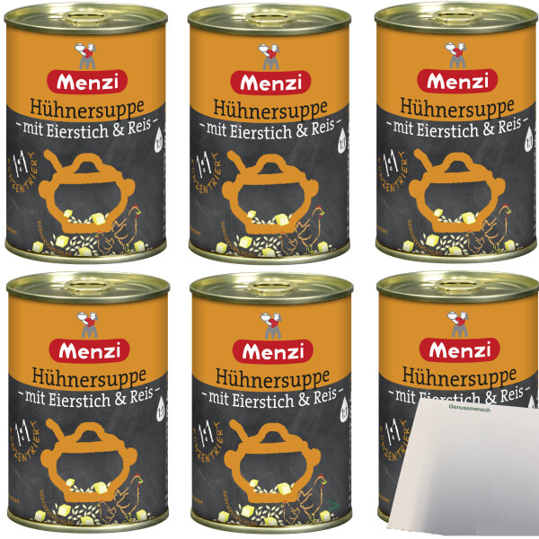 Menzi Hühnersuppe mit Eierstich und Reis Konzentriert 6er Pack (6x400ml Dose) + usy Block