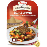 Buss Hacksteak nach mexikanischer Art würzig mit Kartoffeln und Gemüse 3er Pack (3x300g Packung) + usy Block