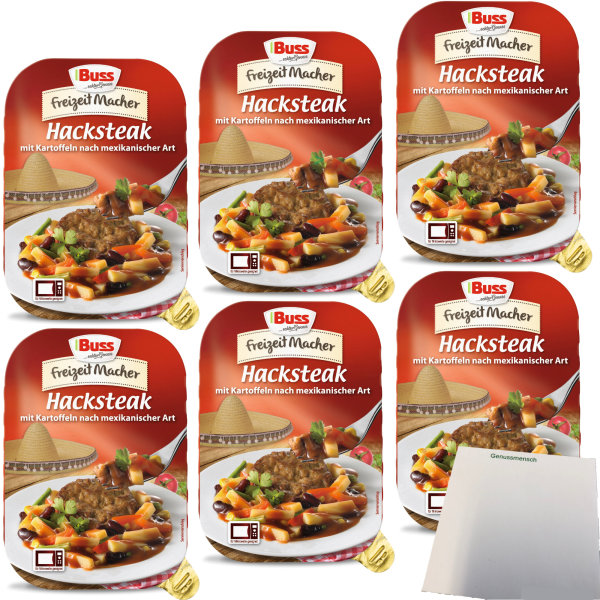 Buss Hacksteak nach mexikanischer Art würzig mit Kartoffeln und Gemüse 6er Pack (6x300g Packung) + usy Block