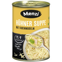 Menzi Hühnersuppe mit Fadennudeln 6er Pack (6x400ml Dose) + usy Block