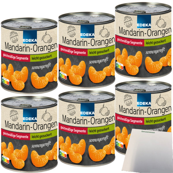 Edeka Mandarin-Orangen Mandarinen in der Dose leicht gezuckert kernlos 6er Pack (6x850g Dose) + usy Block