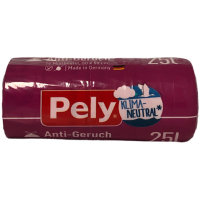 Pely Klimaneutral Anti Geruch Müllbeutel praktisch mit Zugband 25 Liter 8er Pack (8x14 Stück) + usy Block