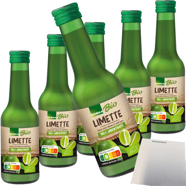 Edeka Bio Limettensaft 100% Direktsaft ideal zum Mixen und Würzen 6er Pack (6x200ml Flasche) + usy Block