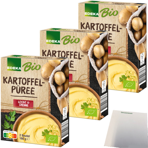 Edeka Bio Kartoffelpüree besonders leicht & cremig 3er Pack (3x160g Packung) + usy Block