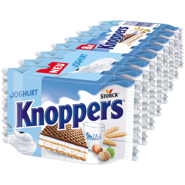 Knoppers Joghurt Waffelschnitte gehackten Haselnüssen 8x25g MHD 01.02.2024 Restposten Sonderpreis