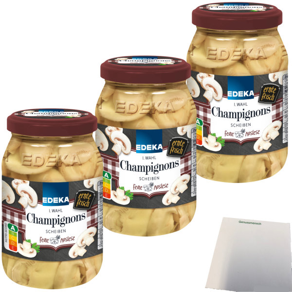 Edeka Champignons in Scheiben 1. Wahl 3er Pack (3x280g Glas) + usy Block