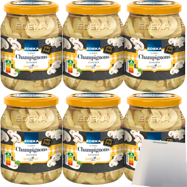 Edeka Champignons in Scheiben 2. Wahl 6er Pack (6x330g Glas) + usy Block