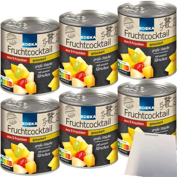 Edeka 5-Fruchtcocktail große Stücke gezuckert 6er Pack (6x820g Dose) + usy Block