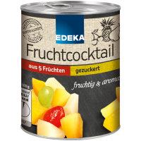 Edeka 5-Fruchtcocktail große Stücke gezuckert...