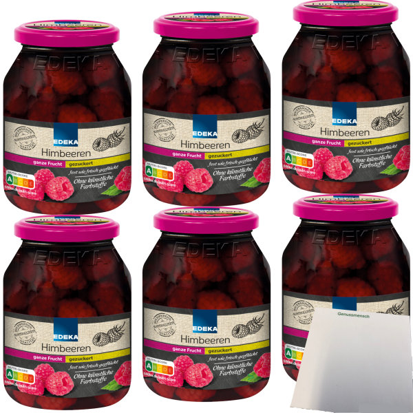 Edeka Himbeeren gezuckert 6er Pack (6x340g Glas) + usy Block