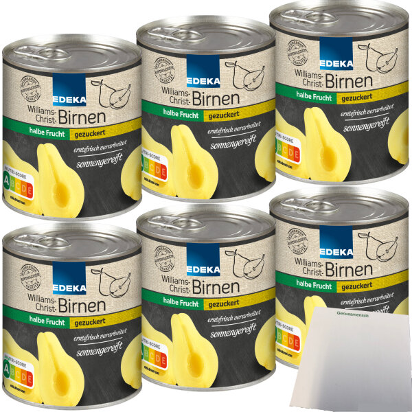 Edeka Williams-Christ-Birnen halbe Frucht gezuckert 6er Pack (6x820g Dose) + usy Block
