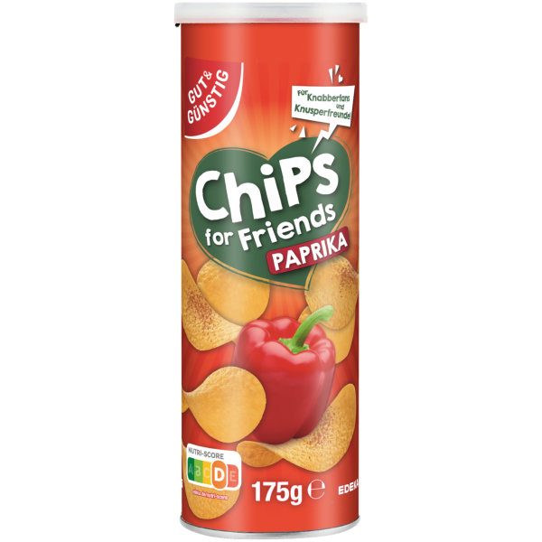 Gut&Günstig Paprika-Stapelchips für Knabberfans (175g Packung)