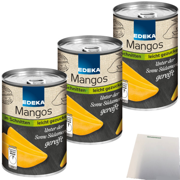 Edeka Mangos in Schnitten leicht gezuckert 3er Pack (3x425g Dose) + usy Block