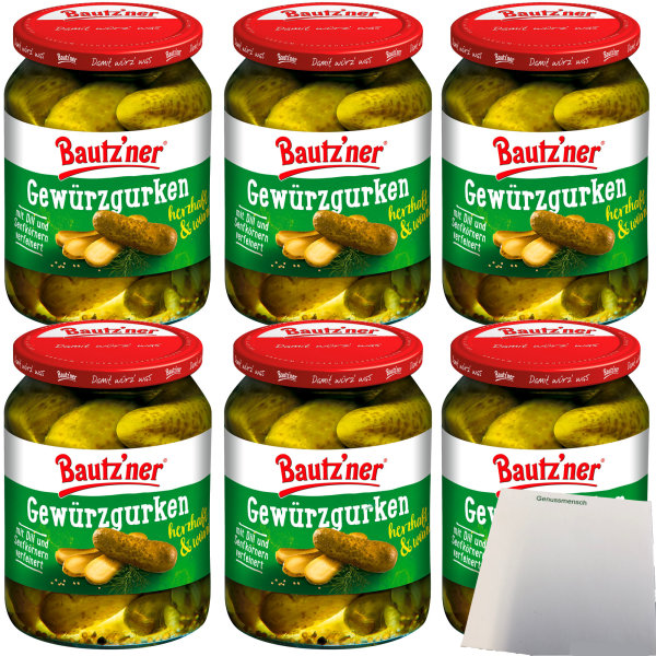 Bautzner Gewürzgurken herzhaft würzig 6er Pack (6x360g ATG) + usy Block