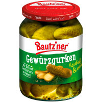 Bautzner Gewürzgurken herzhaft würzig 6er Pack (6x360g ATG) + usy Block