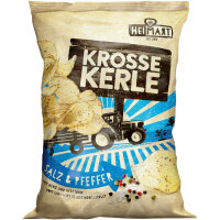 HeiMart Krosse Kerle Salz & Pfeffer Kartoffel-Chips in der Schale geröstet 6er Pack (6x115g Packung) + usy Block