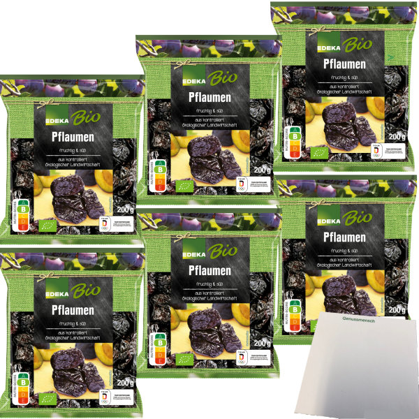 Edeka Bio Pflaumen getrocknet fruchtig und süß 6er Pack (6x200g Beutel) + usy Block