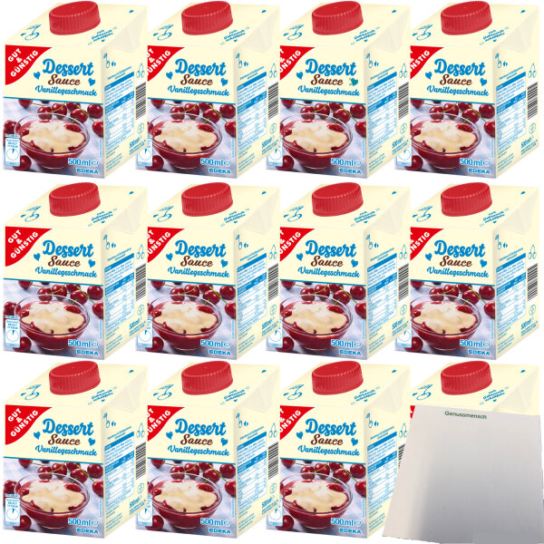 Gut&Günstig sahnige Dessertsauce mit Vanillegeschmack VPE (12x500ml Packung) + usy Block