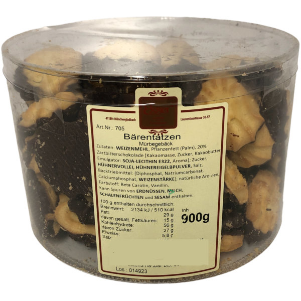 Esser Bären-Tatzen Kekse mit Schokolade (900g Runddose)