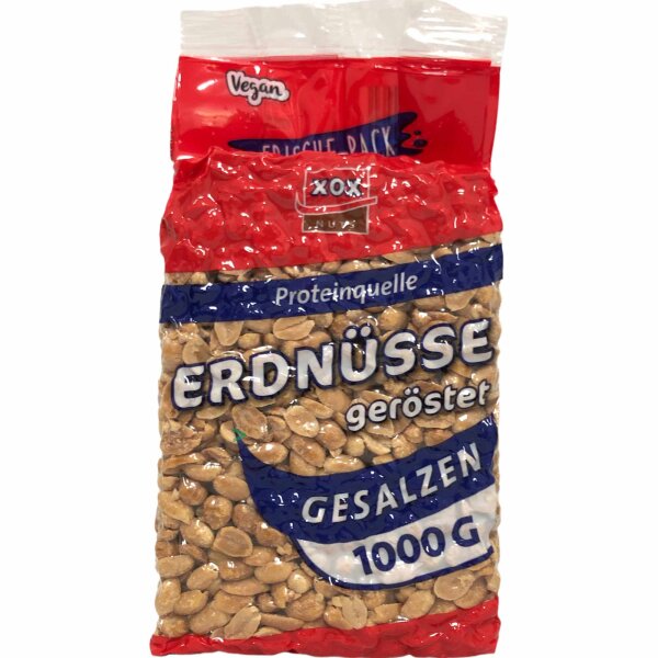 XOX Erdnüsse gesalzen schonend geröstet knackig lecker (1kg Beutel)