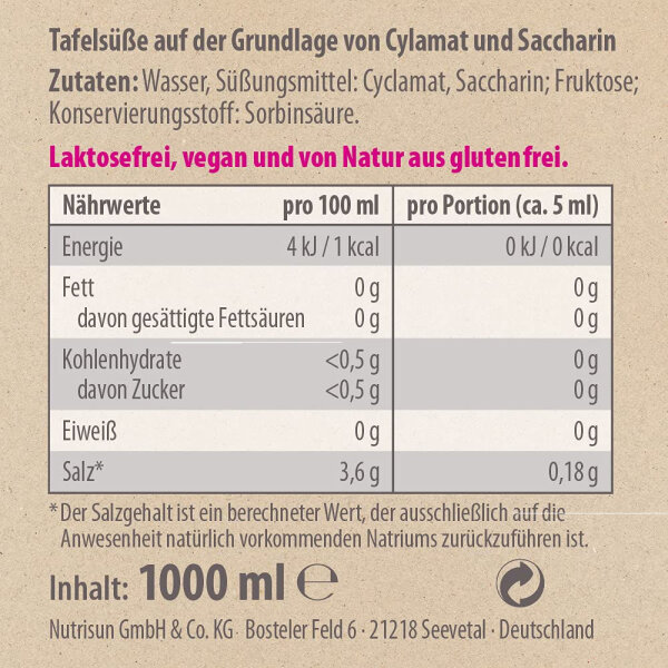 Huxol Classic Flüssigsüße (1l Flasche)